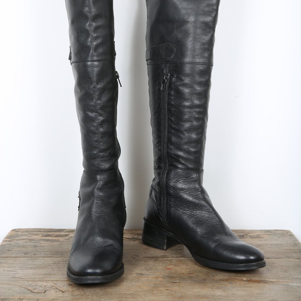 Tall Black Leather Italian Boots